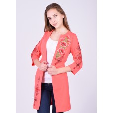 Embroidered cardigan "Poppies Luxury" pink